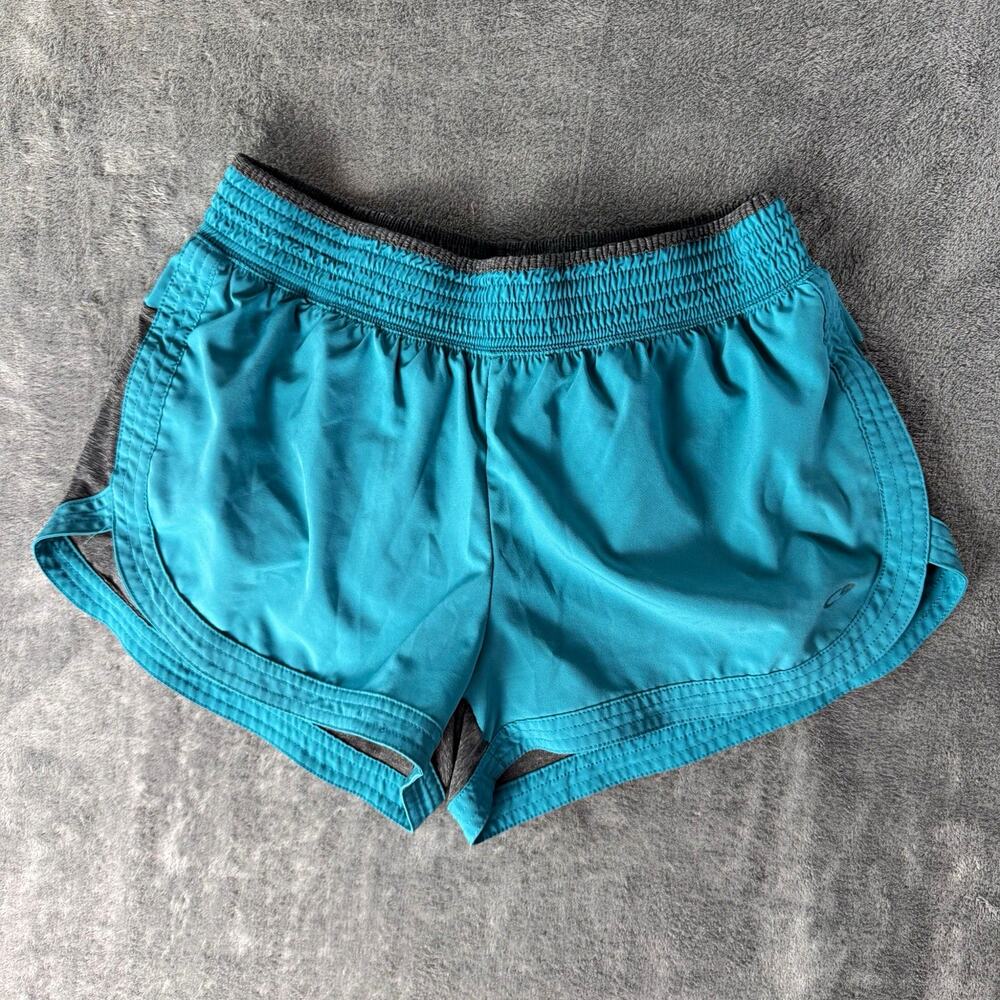 c9 by champion women’s M teal gray running shorts lined zip pocket athletic